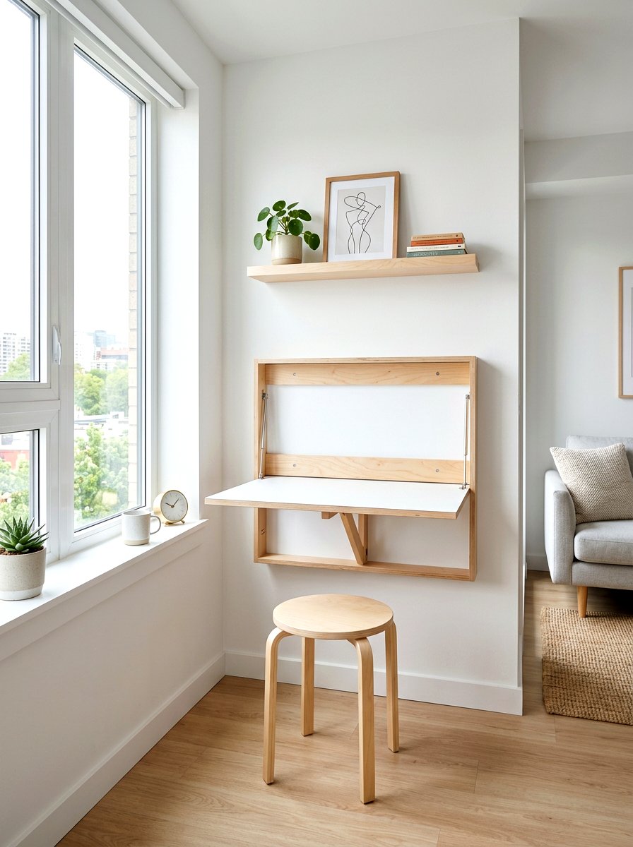 Folding Desk - 30 micro apartment decor ideas