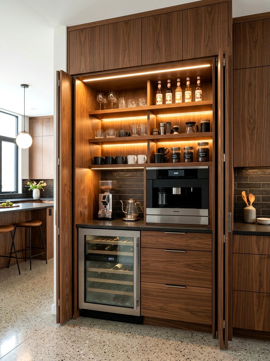 Folding Door Coffee Pantry - 30 coffee nook pantry ideas