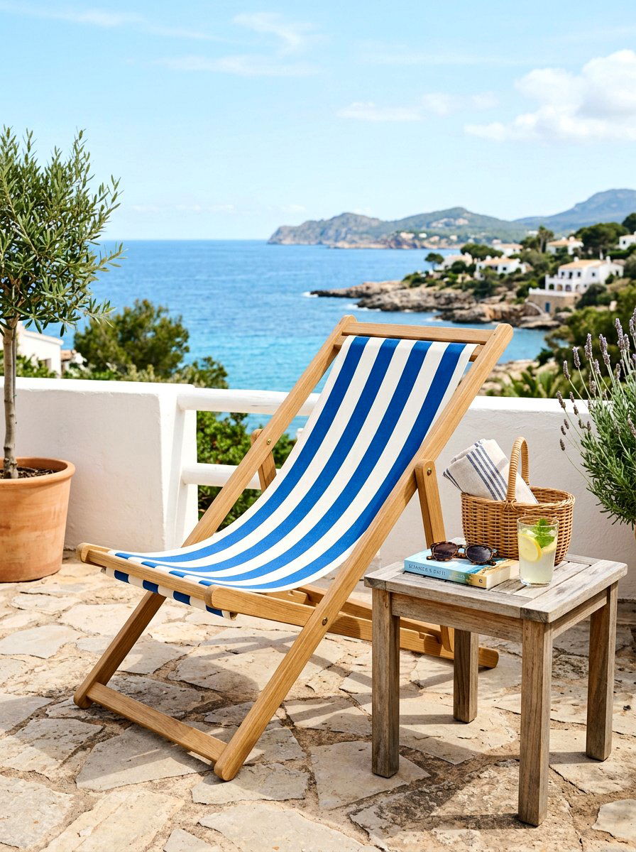 Folding Fabric Deck Chair - 30 balcony lounge chair ideas