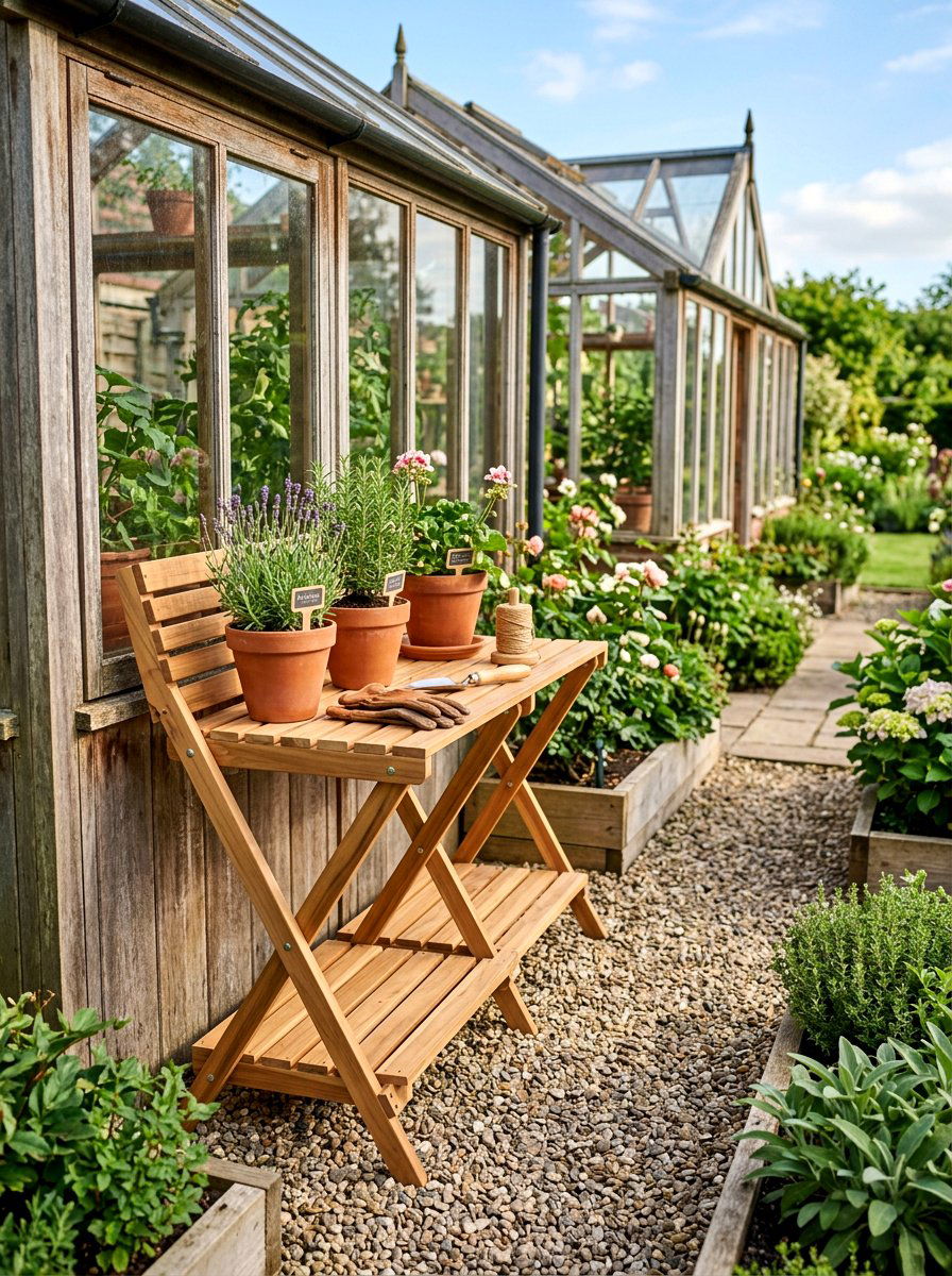 Folding Greenhouse Bench - 30 greenhouse propagation bench ideas