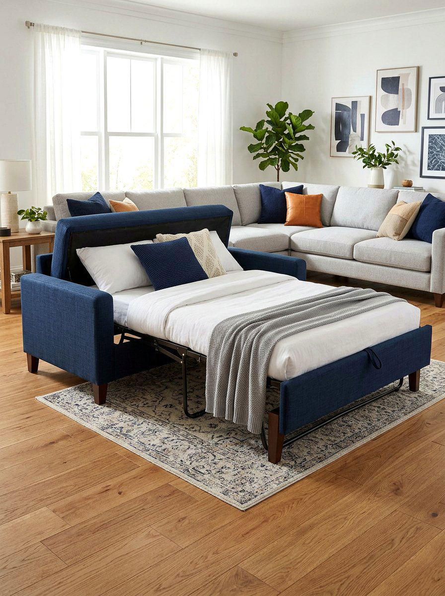 Folding Guest Bed Ottoman - 30 foldable furniture apartment ideas