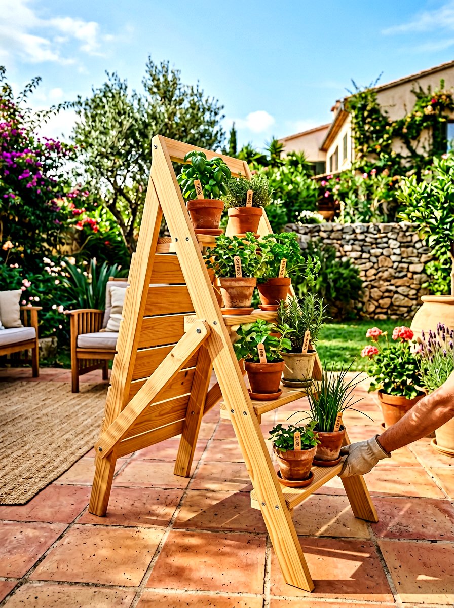Folding Herb Garden Shelf - 30 herb garden shelf ideas
