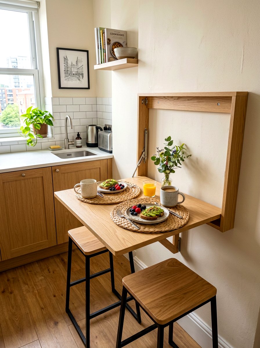 Folding Kitchen Table - 30 tiny apartment kitchen ideas