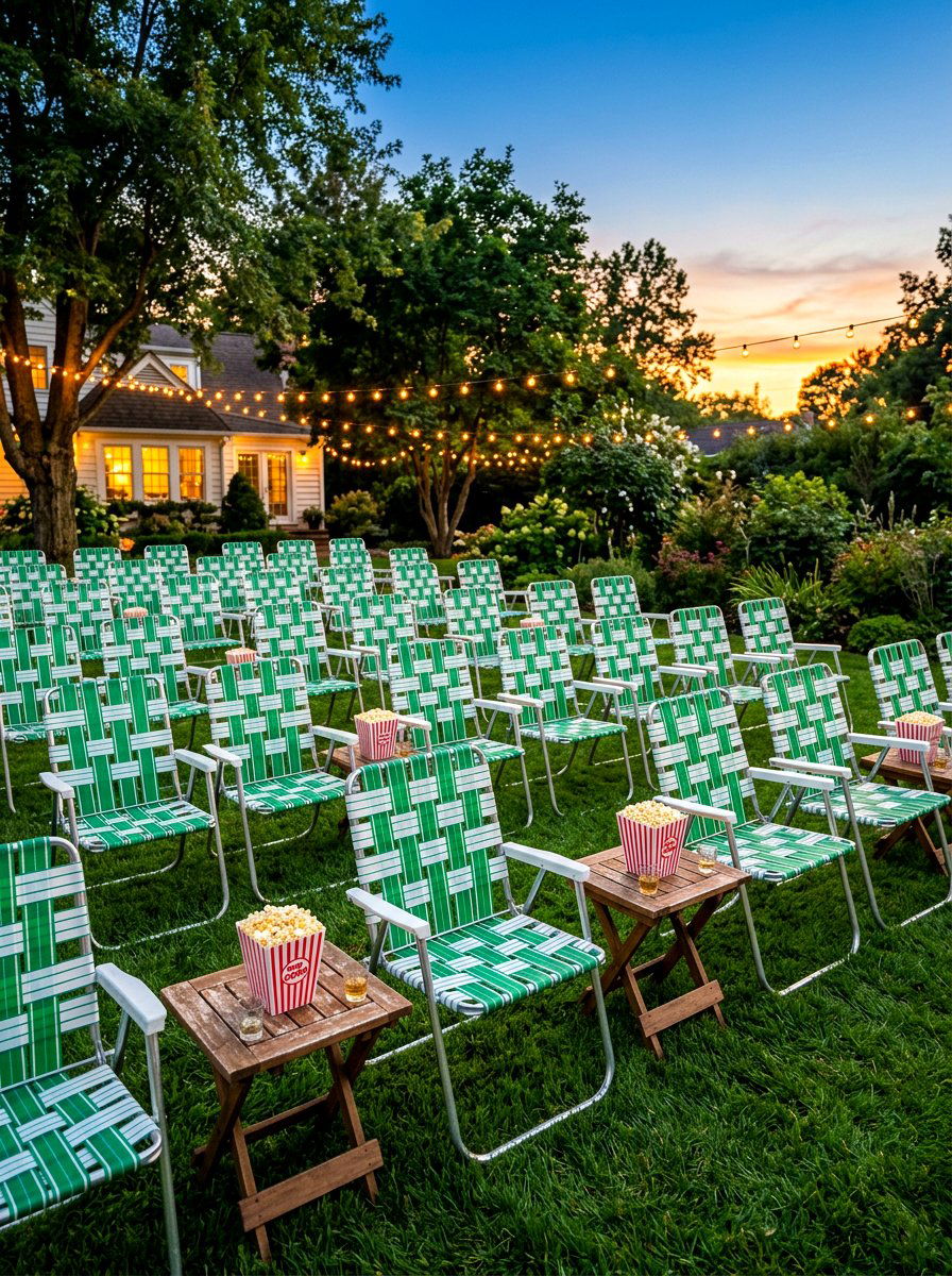 Folding Lawn Chair Arrangement - 30 outdoor movie night ideas