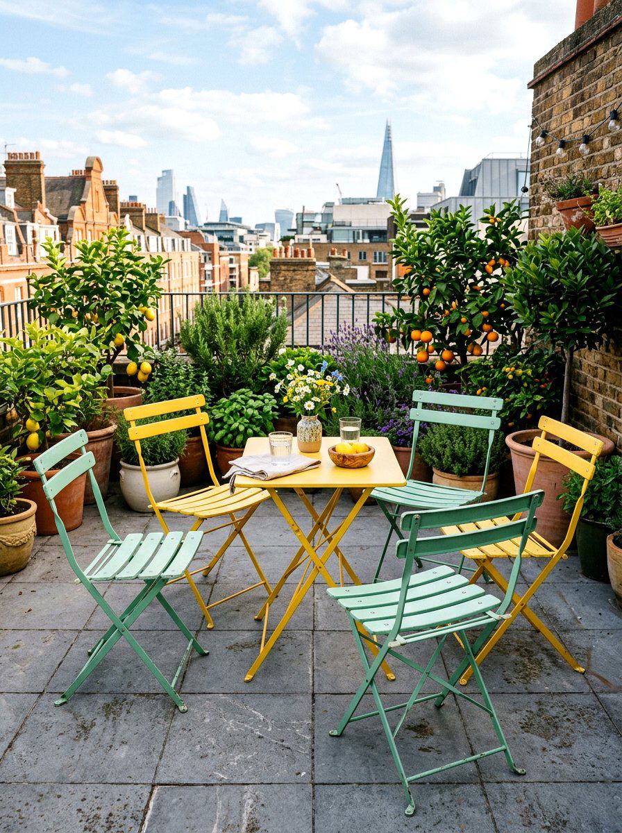 Folding Metal Chairs - 30 terrace garden seating ideas