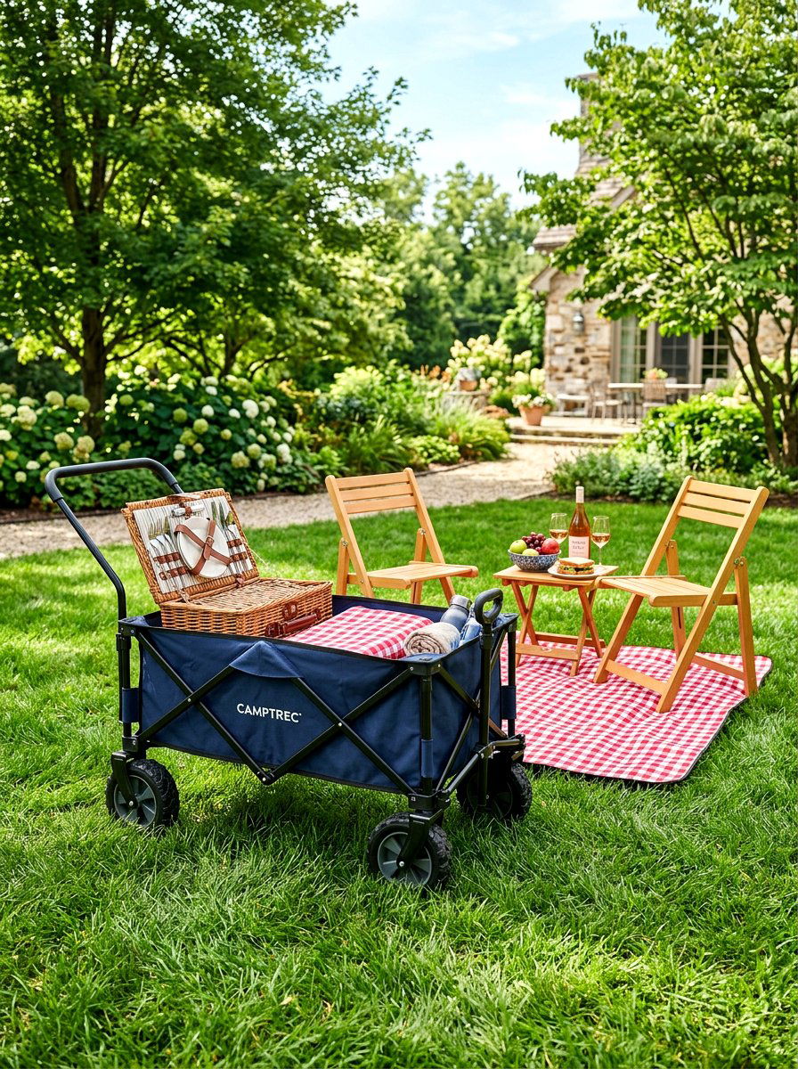 Folding Picnic Cart - 30 serving cart patio ideas