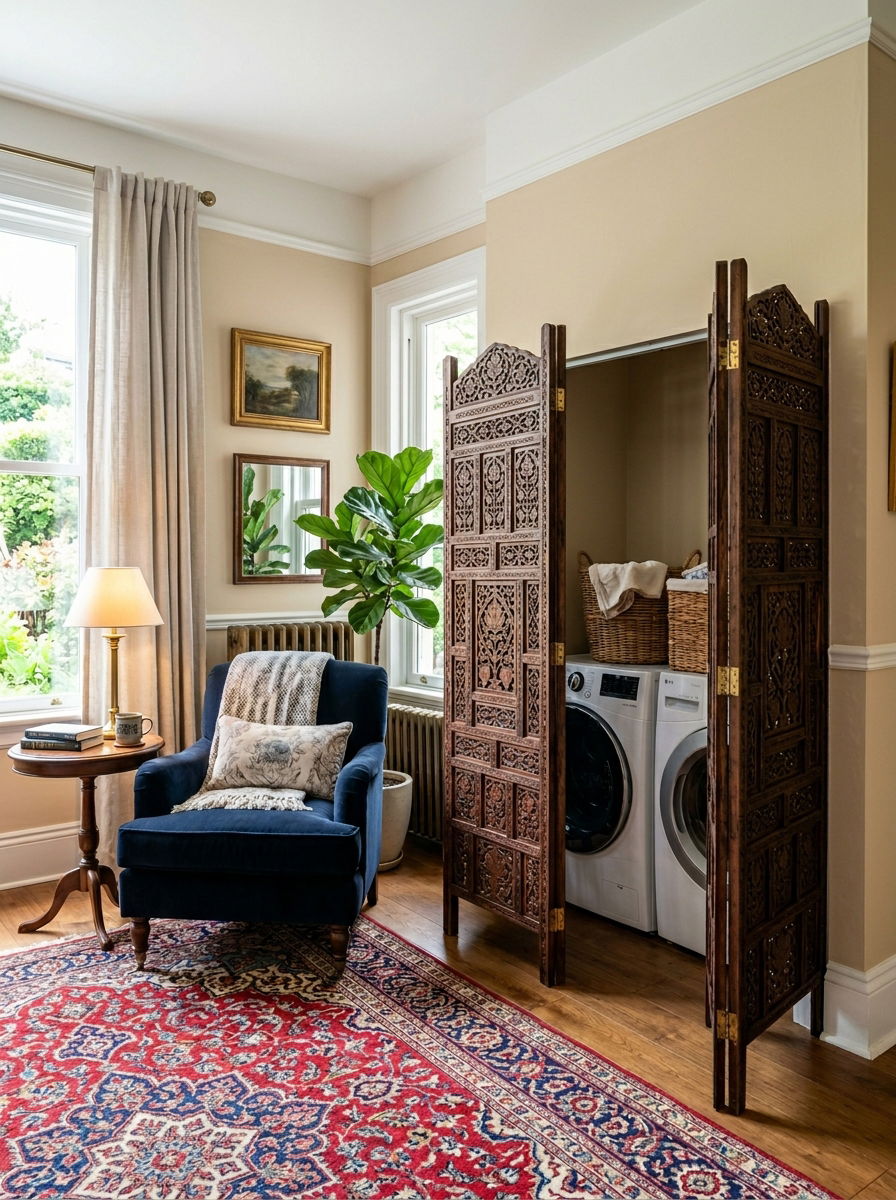 Folding Room Divider Screen - 30 utility area screen ideas