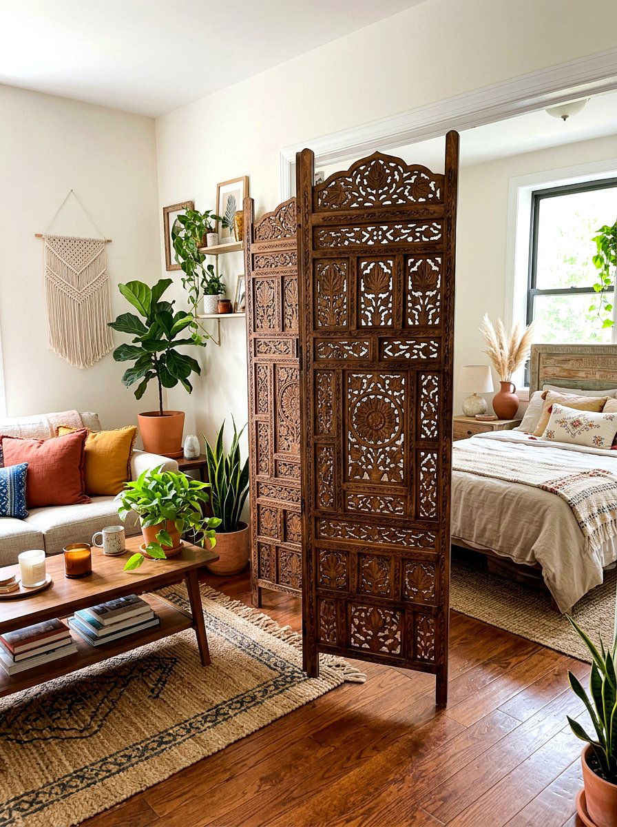 Folding Room Divider Screen - 30 foldable furniture apartment ideas