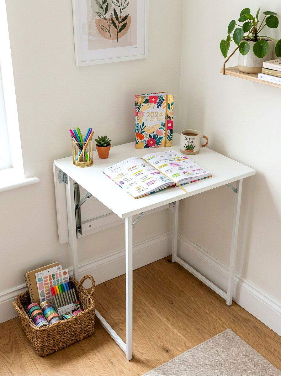 Folding Small Desk - 30 paper planner desk ideas