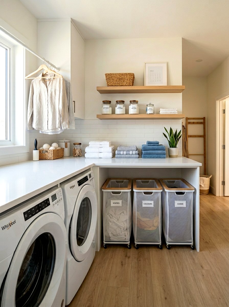 Folding Station Laundry Space - 30 side by side laundry ideas