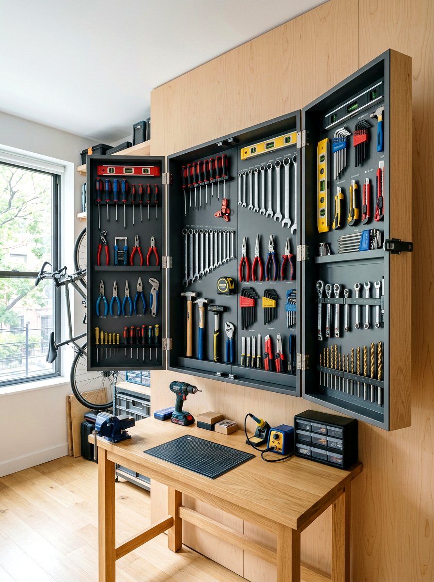Folding Tool Cabinet - 30 tool wall ideas