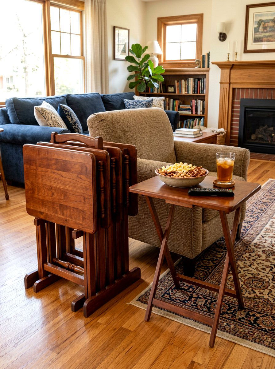 Folding Tray Table Set - 30 foldable furniture apartment ideas