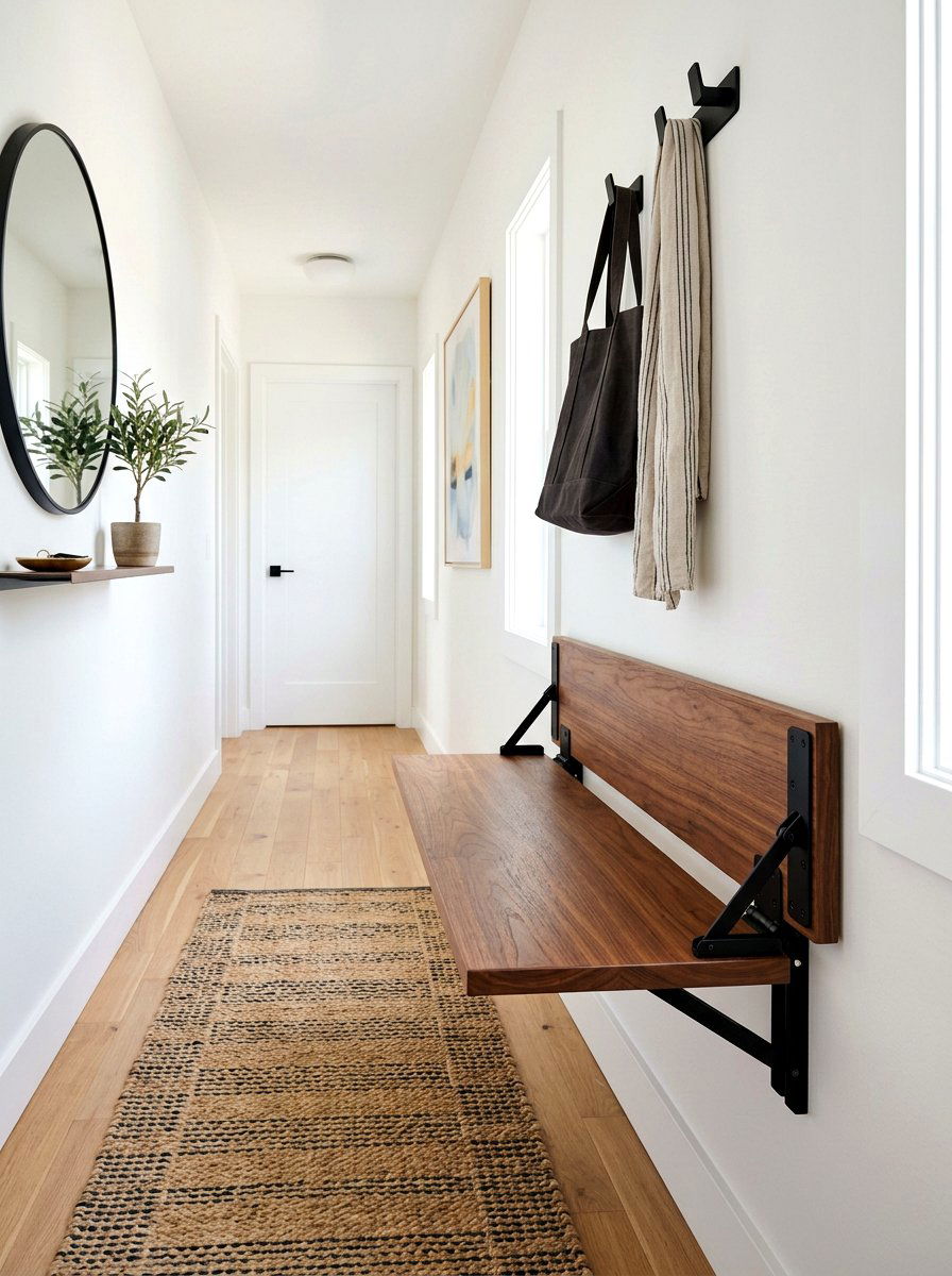 Folding Wall Bench - 30 mini mudroom apartment ideas