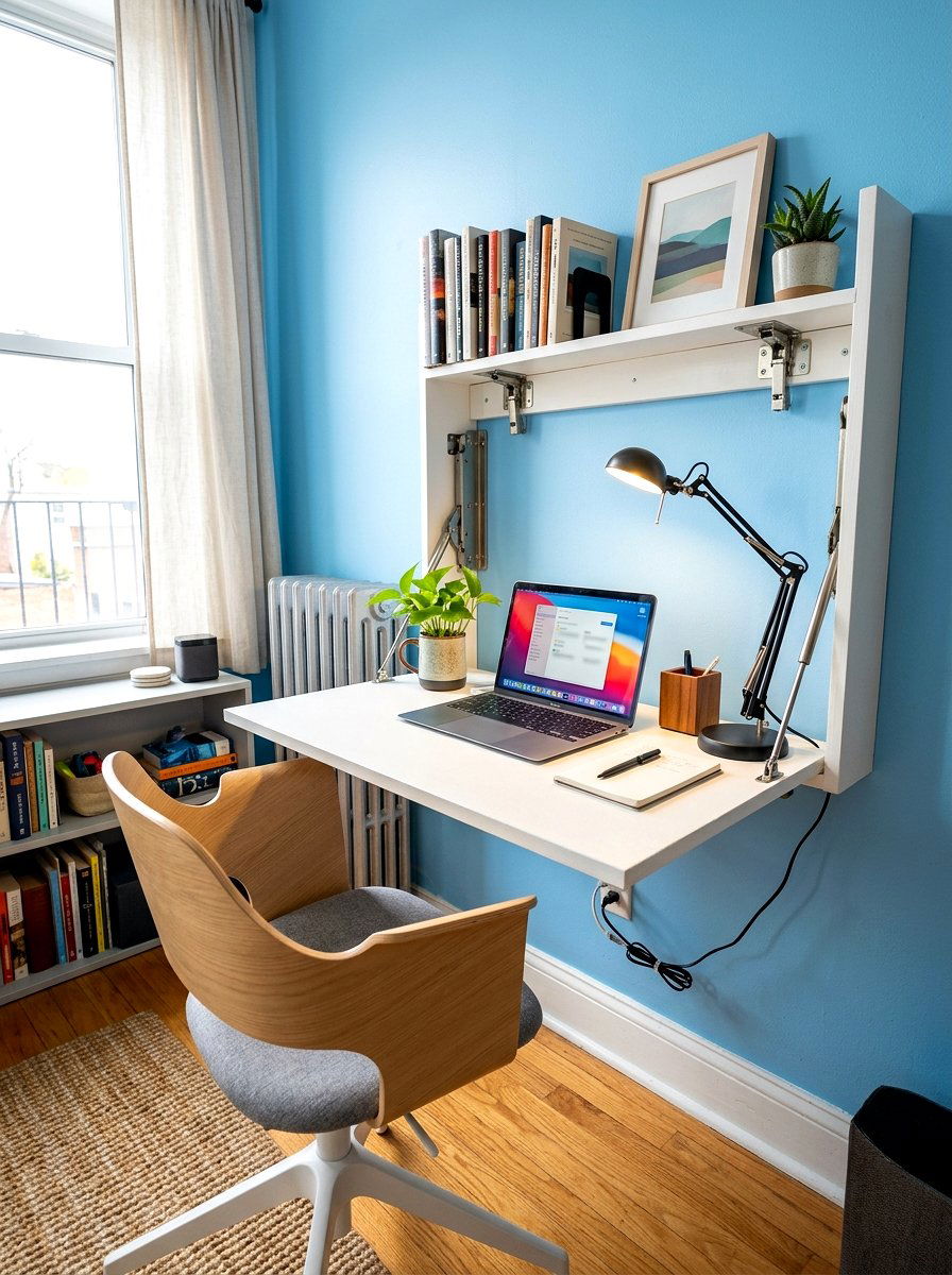 Folding Wall Mounted Desk Shelf - 30 wall mounted nightstand ideas