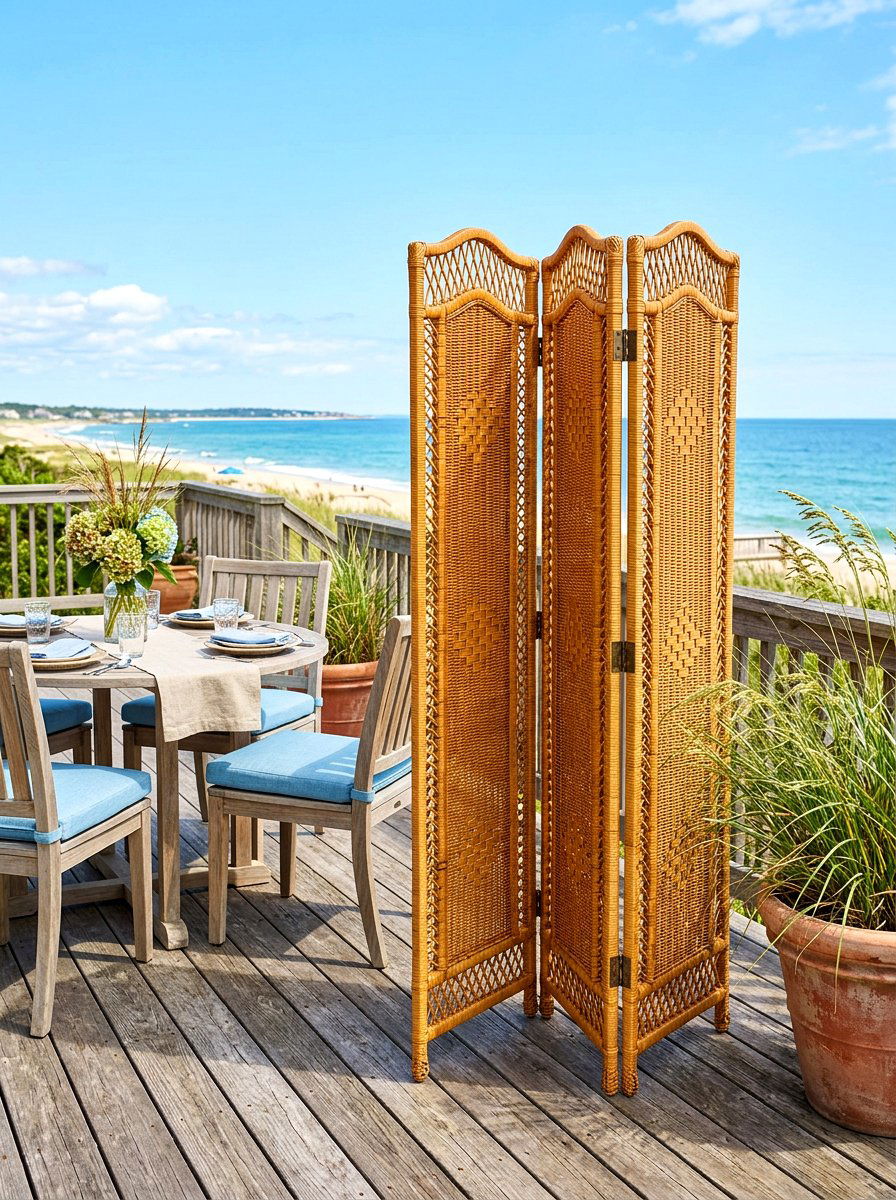Folding Wicker Screen - 30 patio corner screen ideas