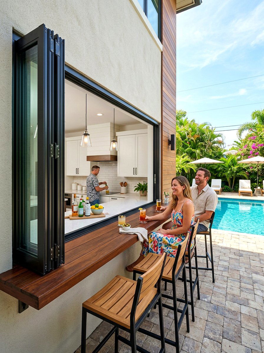 Folding Window Pool Bar - 30 poolside bar ideas