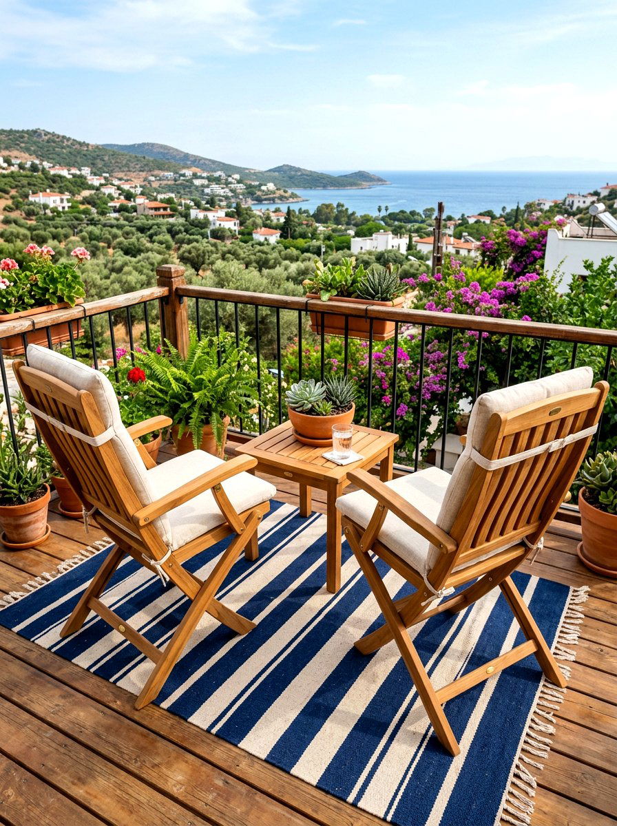 Folding Wooden Balcony Chair - 30 balcony cafe apartment ideas