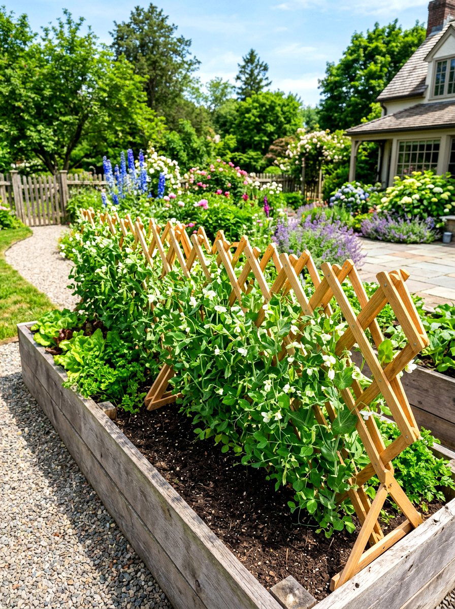Folding Wooden Garden Trellis - 30 raised bed trellis ideas
