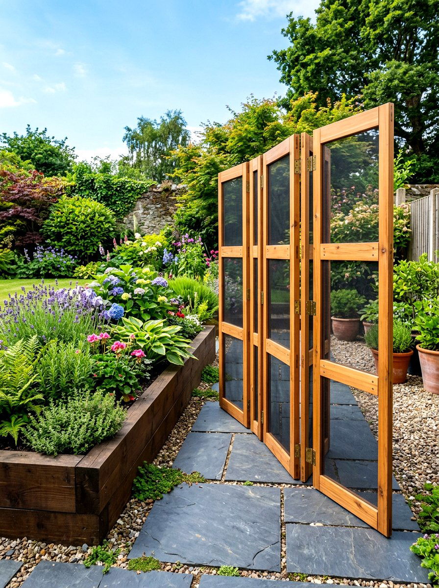 Folding Wooden Screen Cover - 30 raised bed cover ideas