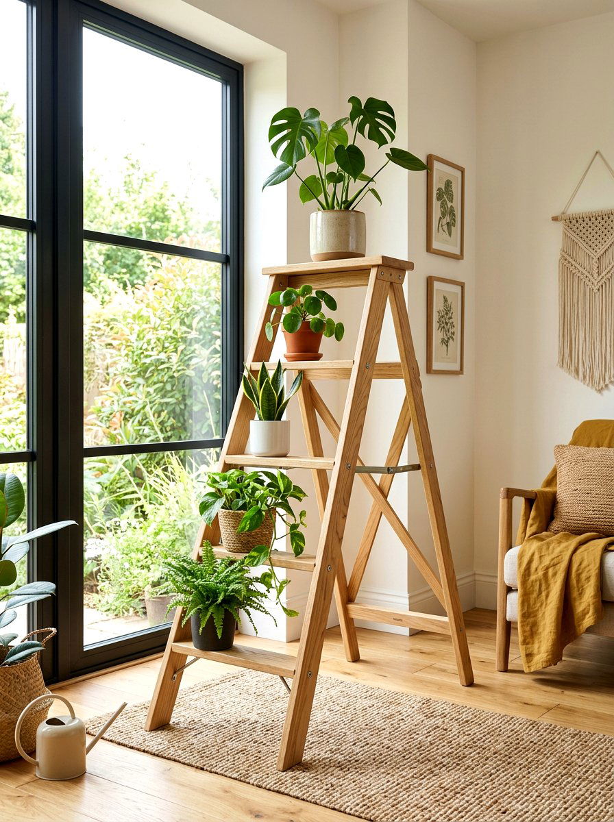 Folding Wooden Step Ladder - 30 foldable furniture apartment ideas