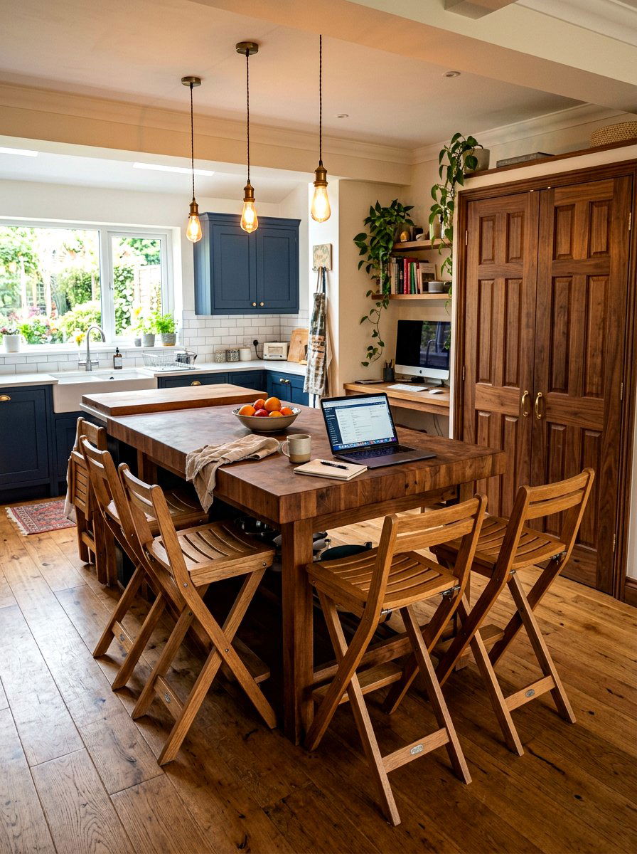 Folding Wooden Stools - 30 kitchen island seating ideas