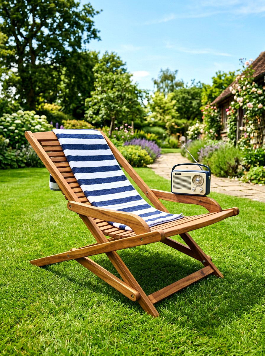 Folding Wooden Sunbed - 30 chaise lounge patio ideas