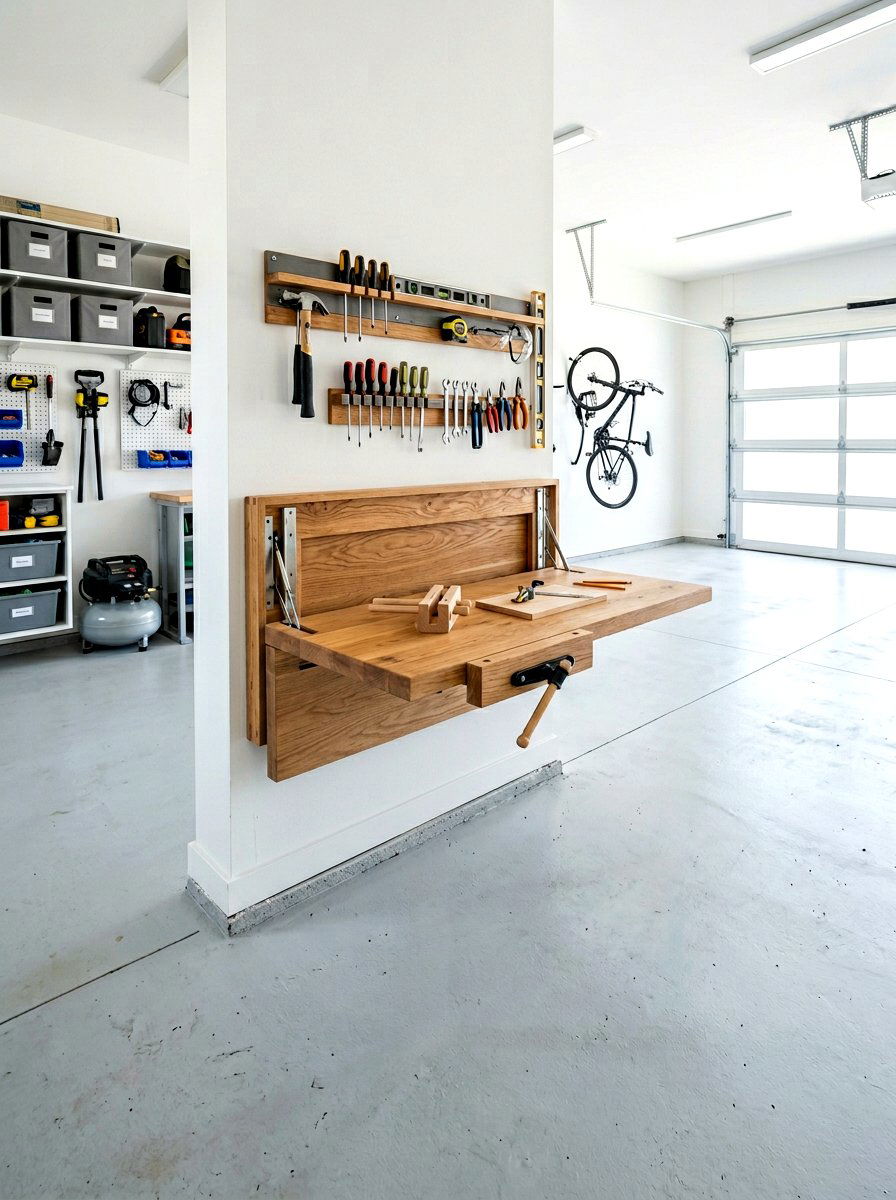 Folding Work Surface - 30 power tool storage ideas