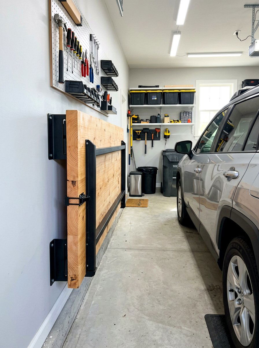 Folding Workbench - 30 garage workshop ideas