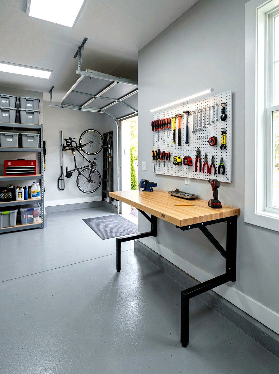 Folding Workbench Table - 30 clean garage aesthetic ideas