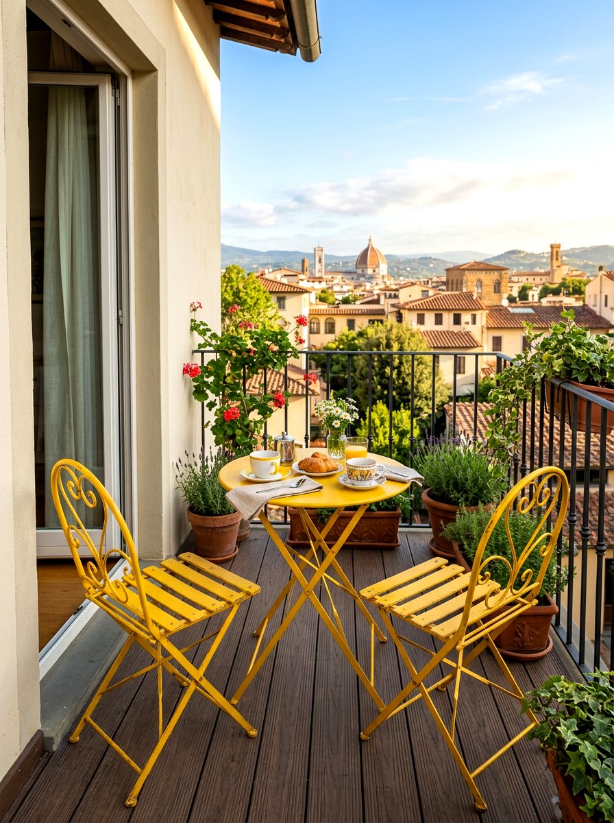 Folding bistro set - 30 city terrace decor ideas