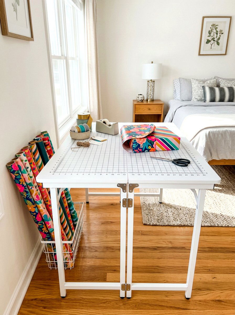 Folding gift wrap table - 30 gift wrapping station ideas