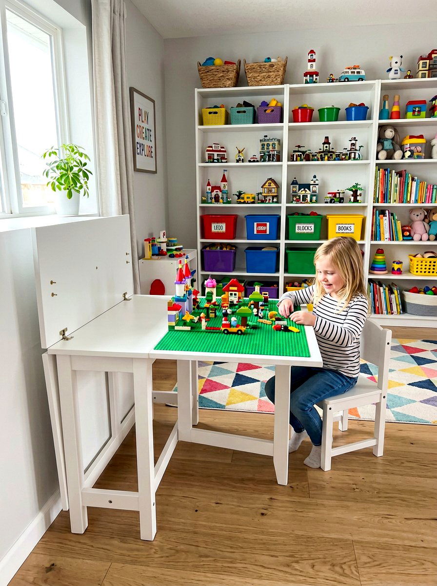 Folding lego table for playroom - 30 lego table ideas