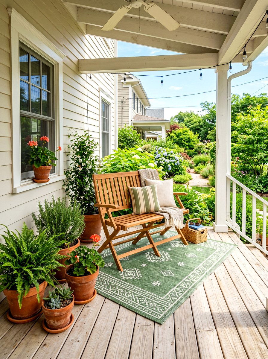 Folding porch bench - 30 loveseat porch seating ideas