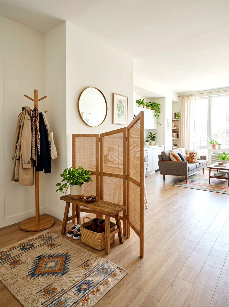 Folding room divider - 30 renter friendly entryway ideas