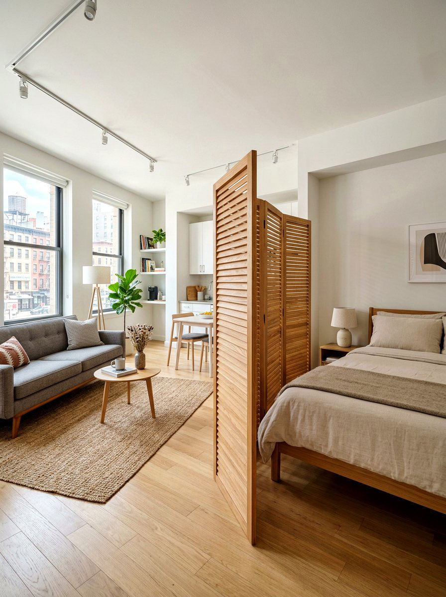 Folding room divider - 30 renter friendly decor ideas