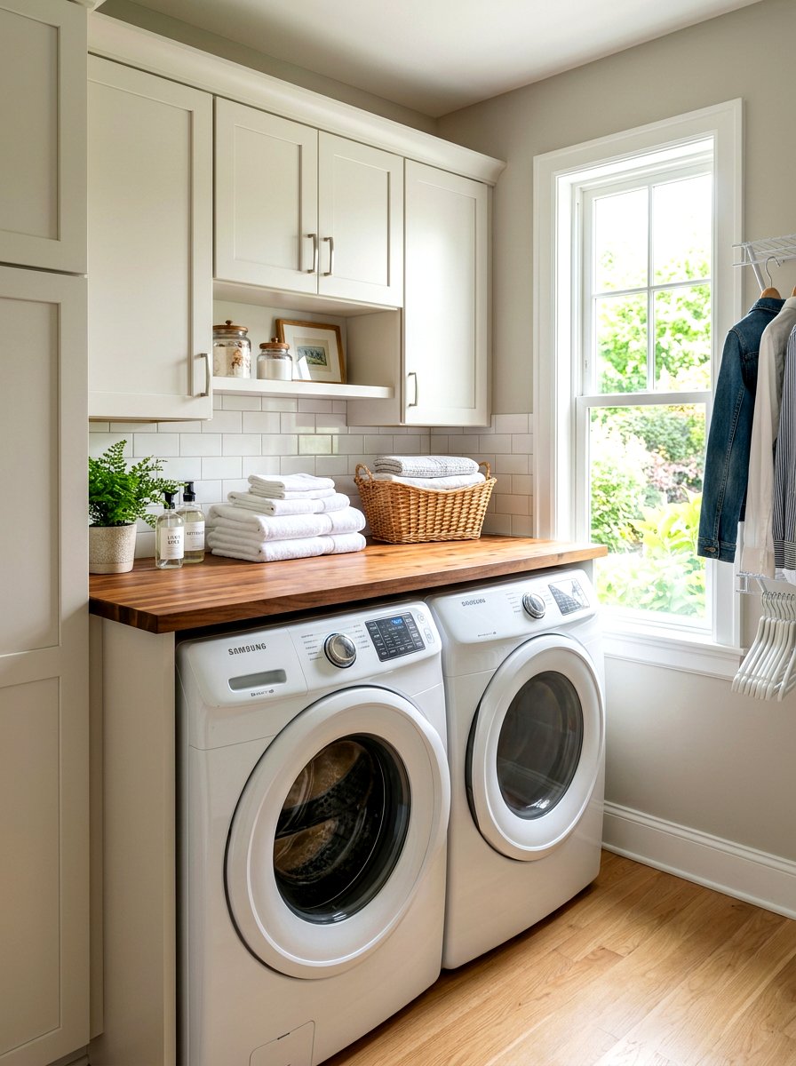 Folding station over washer - 30 small laundry room ideas