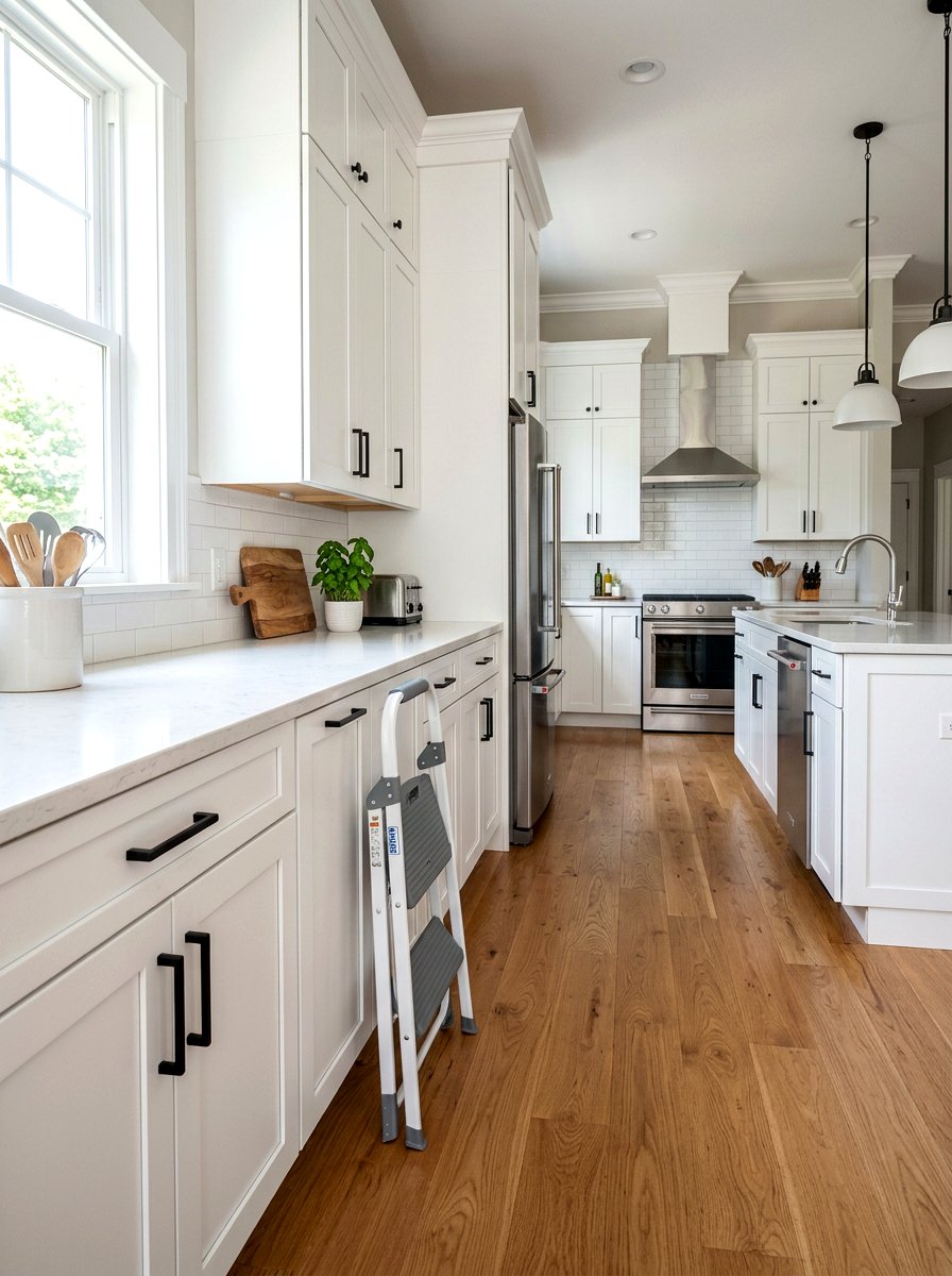 Folding step stool - 30 renter friendly kitchen storage ideas