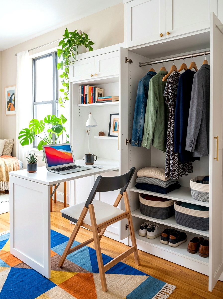 Folding wall desk closet - 30 desk in closet ideas aesthetic