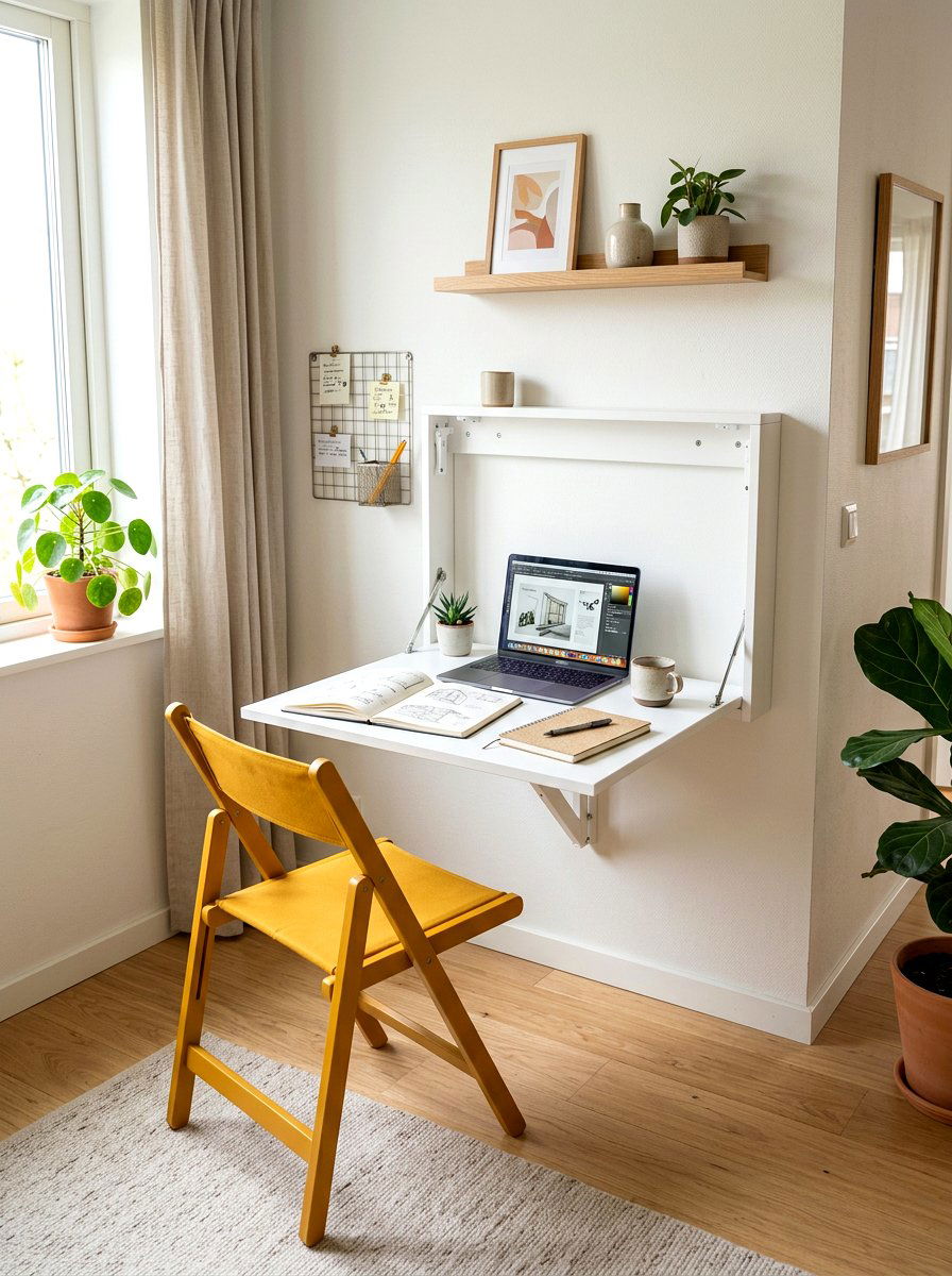 Folding wall mounted desk - 30 craft corner ideas