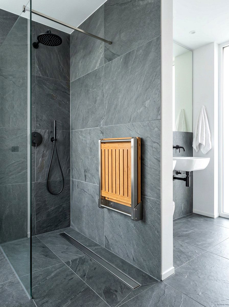 Folding wall shower seat - 30 shower bench ideas
