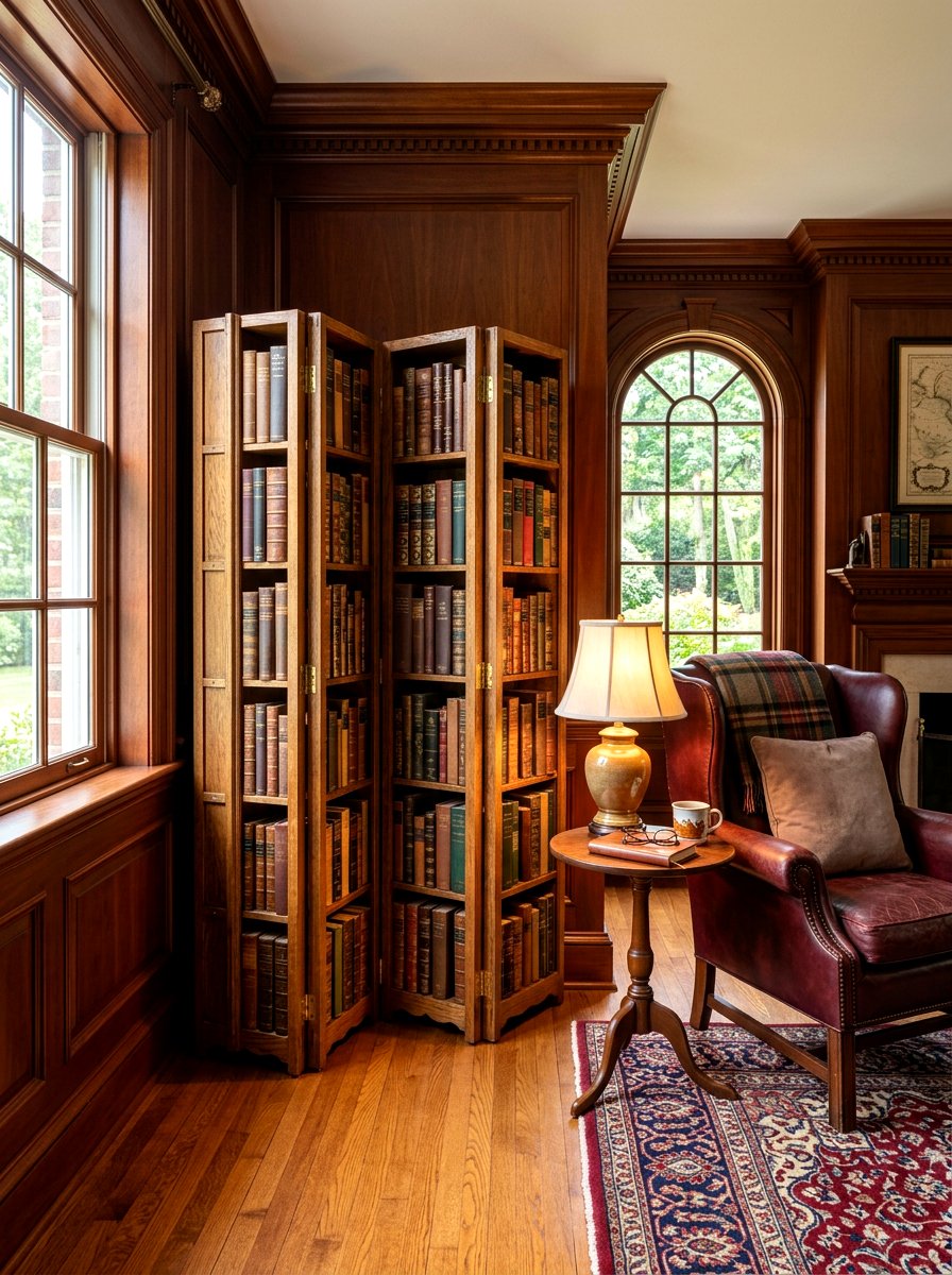 Folding wooden bookshelf - 30 no drill shelving ideas