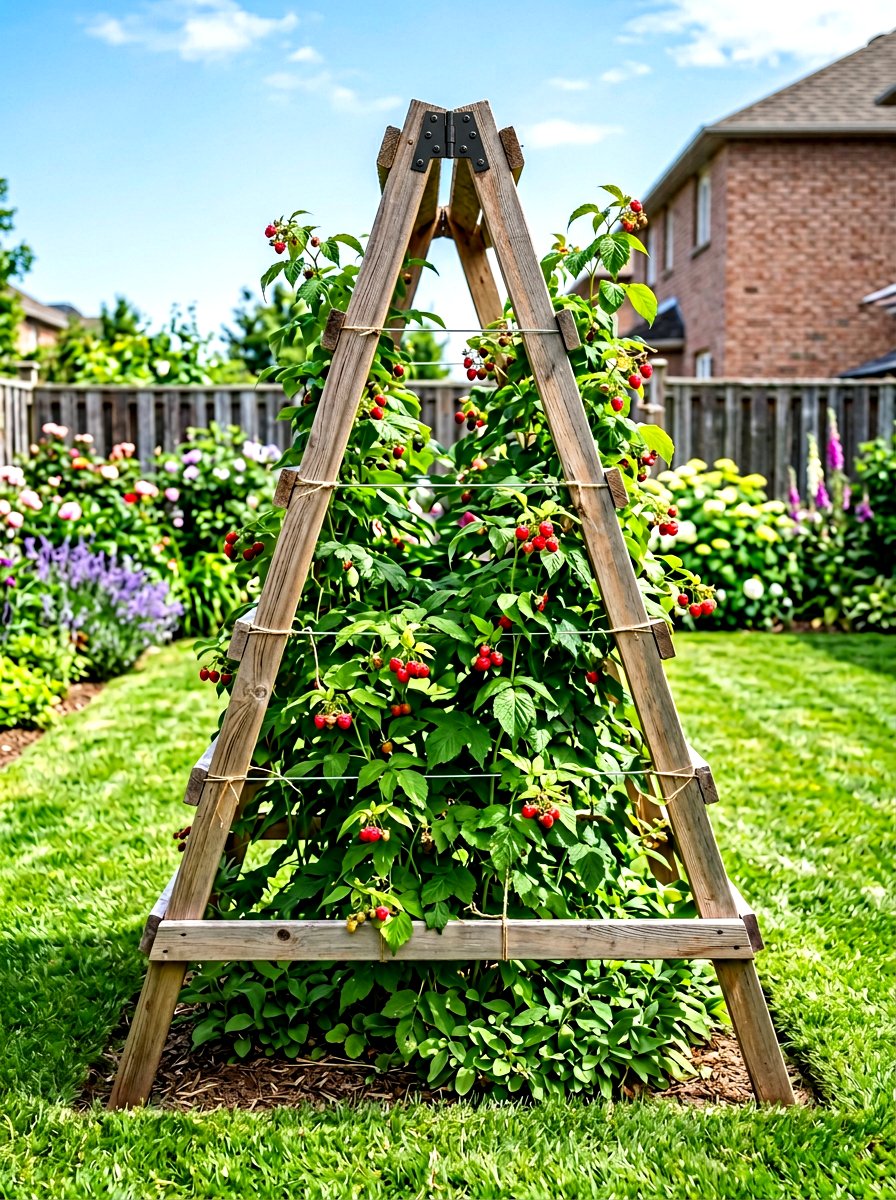Folding wooden raspberry trellis - 30 raspberry trellis ideas
