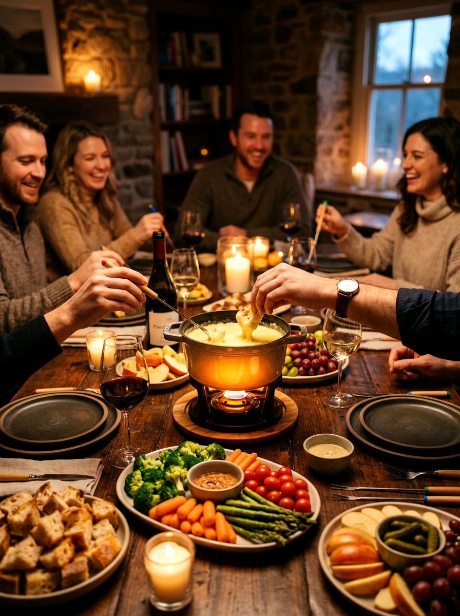 Fondue Party Table - 30 romantic hosting at home ideas