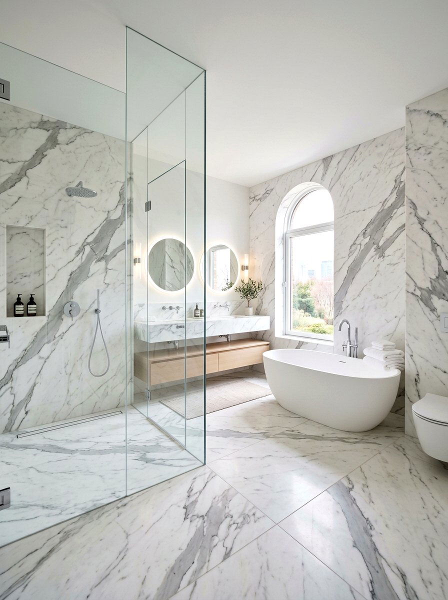 For the ultimate luxury Statuario Marble Luxury Bathroom - 30 marble bathroom ideas