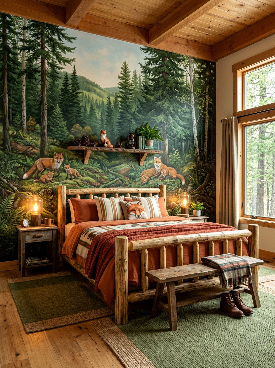 Forest Animal Nature Bedroom Mural - 30 mural kids bedroom ideas