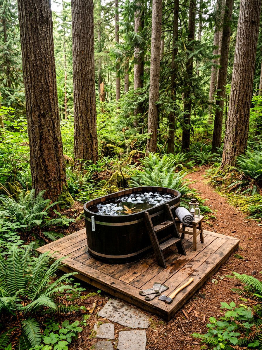Forest Deck Ice Bath Station - 30 ice bath room ideas