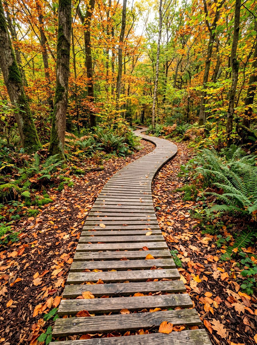 Forest Floor Walkway - 30 boardwalk garden path ideas