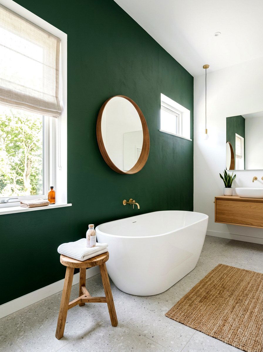Forest Green Accent Bathroom - 30 green and white bathroom ideas