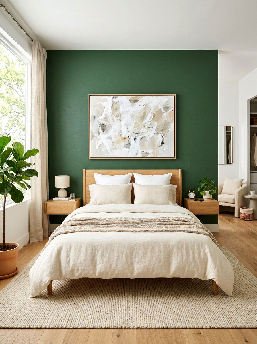 Forest Green Accent Wall - 30 forest green bedroom ideas