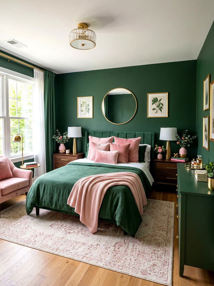 Forest Green And Blush Pink - 30 forest green bedroom ideas